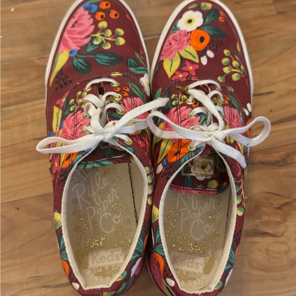 Keds x Rifle Paper Co. Anchor Vintage Blossoms Sneakers Anthropologie Sz 8 Boho - Picture 6 of 10